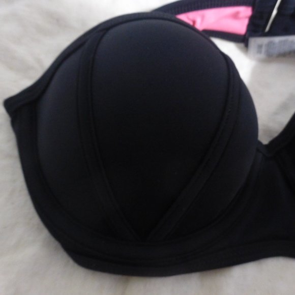 PINK, VS, Victoria's Secret, Black and Pink Bra, size small (AA-C) - Picture 5 of 7